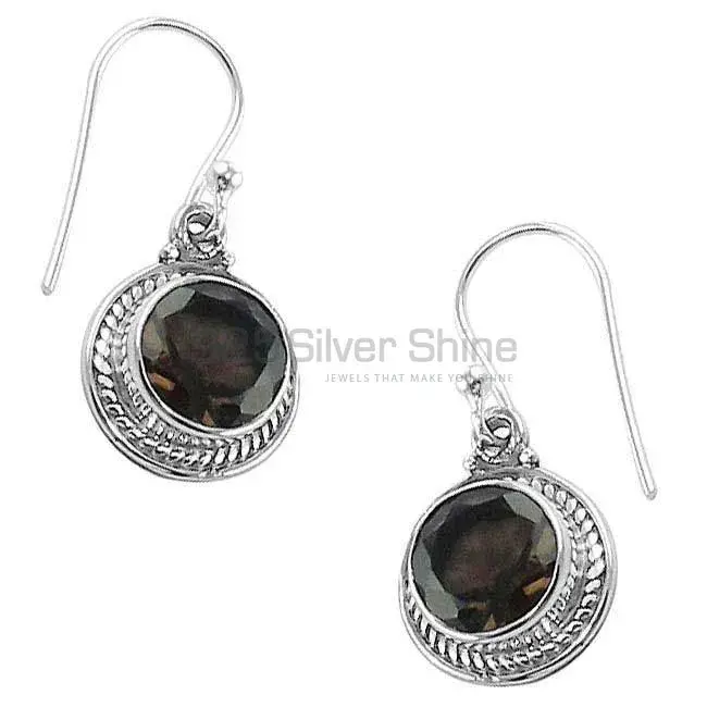925 Sterling Silver Earrings Wholesaler In Natural Smoky Quartz Gemstone 925SE1338