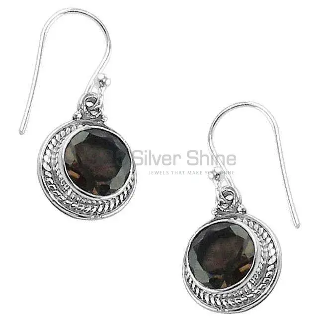 925 Sterling Silver Earrings In Natural Smoky Quartz Gemstone 925SE1338_0