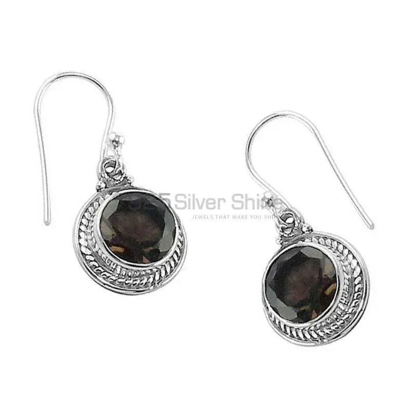 925 Sterling Silver Earrings Wholesaler In Natural Smoky Quartz Gemstone 925SE1338_0