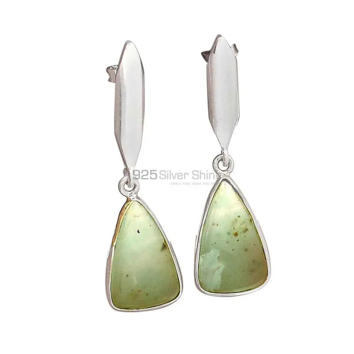 925 Sterling Silver Earrings In Semi Precious Chrysoprase Gemstone 925SE2907_0