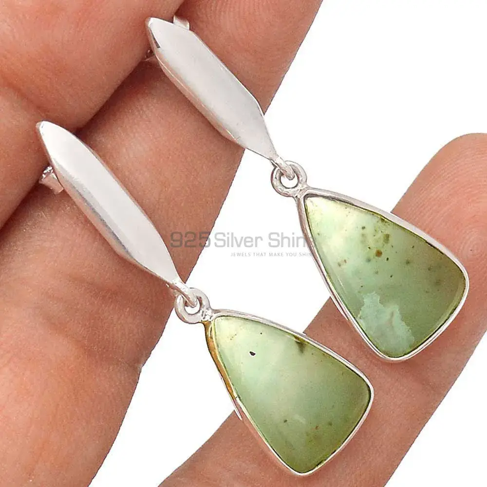 925 Sterling Silver Earrings In Semi Precious Chrysoprase Gemstone 925SE2907_1