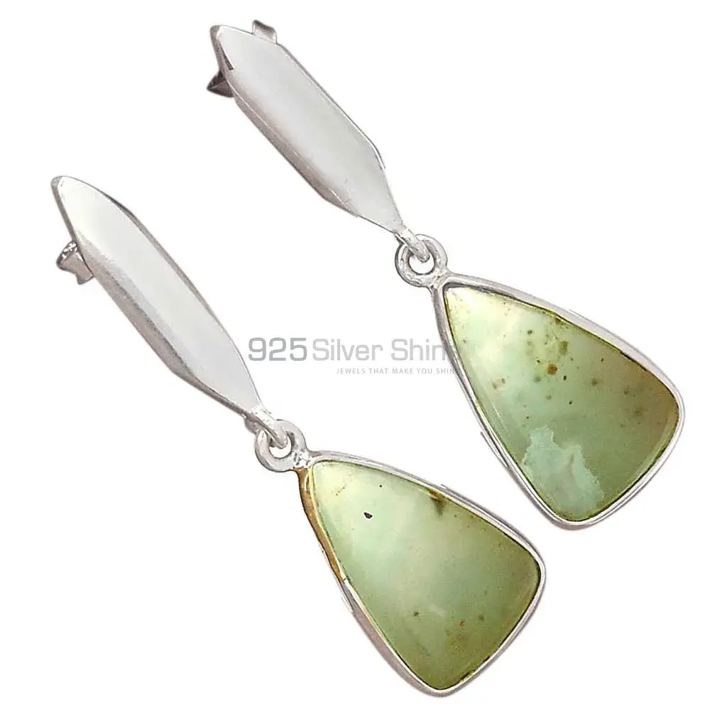 925 Sterling Silver Earrings In Semi Precious Chrysoprase Gemstone 925SE2907_2