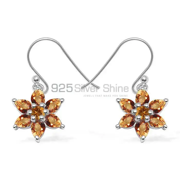 925 Sterling Silver Earrings In Semi Precious Citrine Gemstone 925SE1032