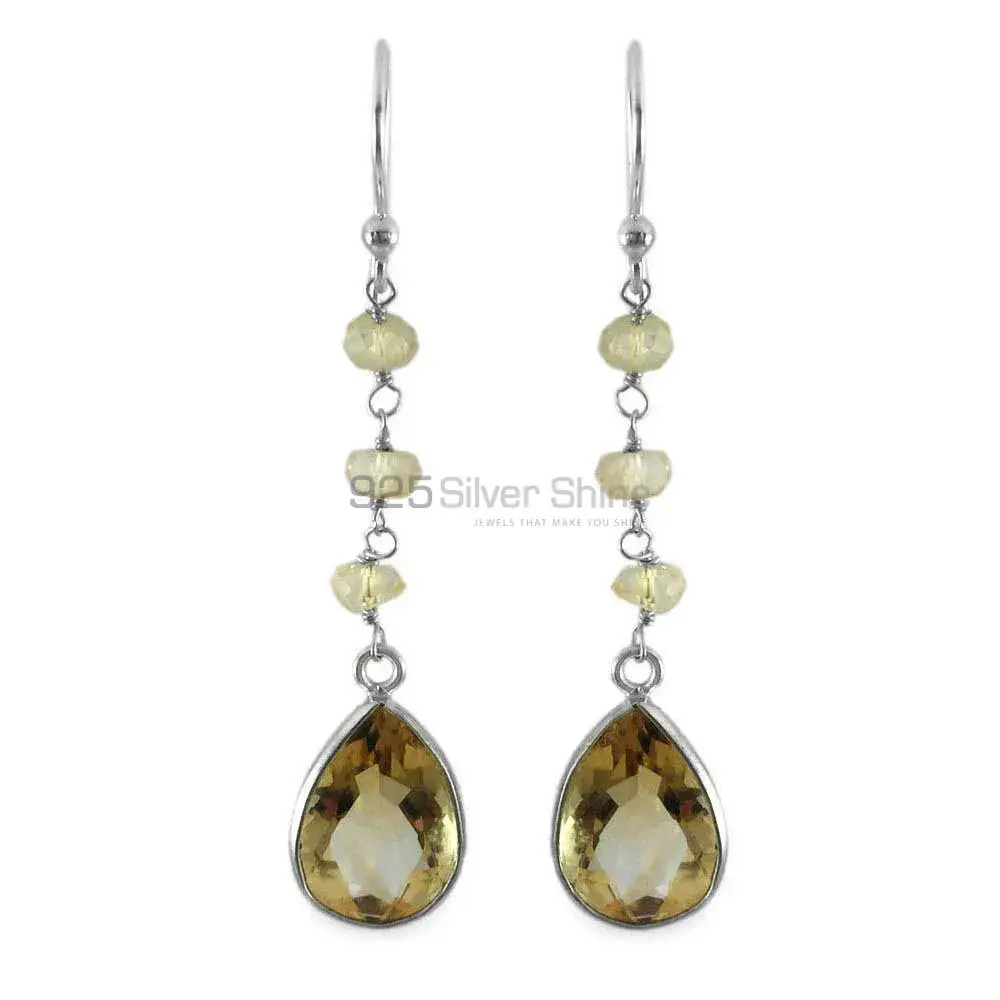 925 Sterling Silver Earrings In Semi Precious Citrine Gemstone 925SE1339_0