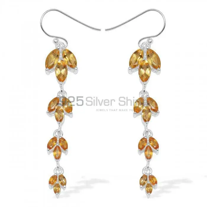 925 Sterling Silver Earrings Wholesaler In Semi Precious Citrine Gemstone 925SE953