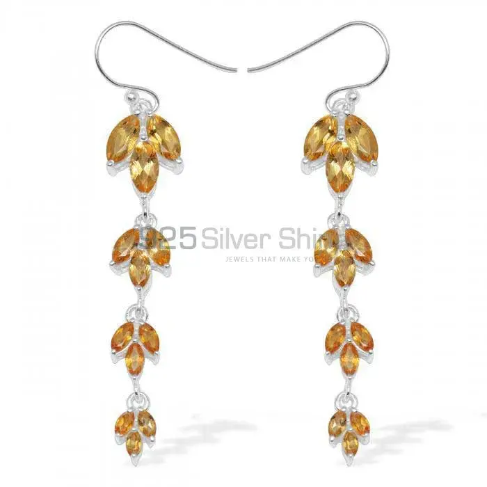 925 Sterling Silver Earrings In Semi Precious Citrine Gemstone 925SE953