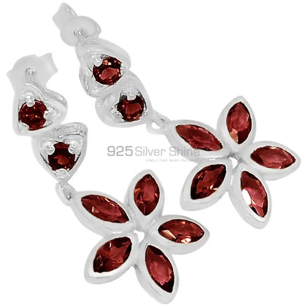 925 Sterling Silver Earrings In Semi Precious Garnet Gemstone 925SE400_0