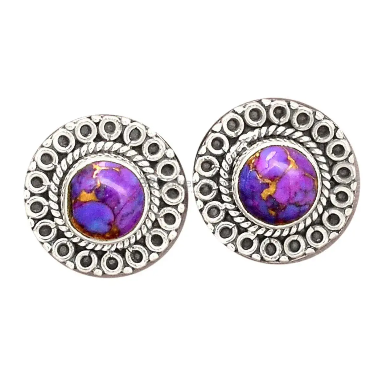 925 Sterling Silver Earrings In Semi Precious Mohave Purple Turquoise Gemstone 925SE2352