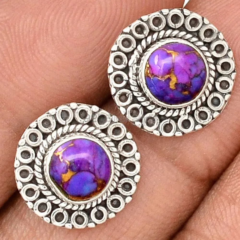 925 Sterling Silver Earrings Wholesaler In Semi Precious Mohave Purple Turquoise Gemstone 925SE2352_0