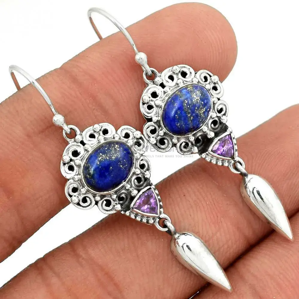 925 Sterling Silver Earrings In Semi Precious Multi Gemstone 925SE2431_1
