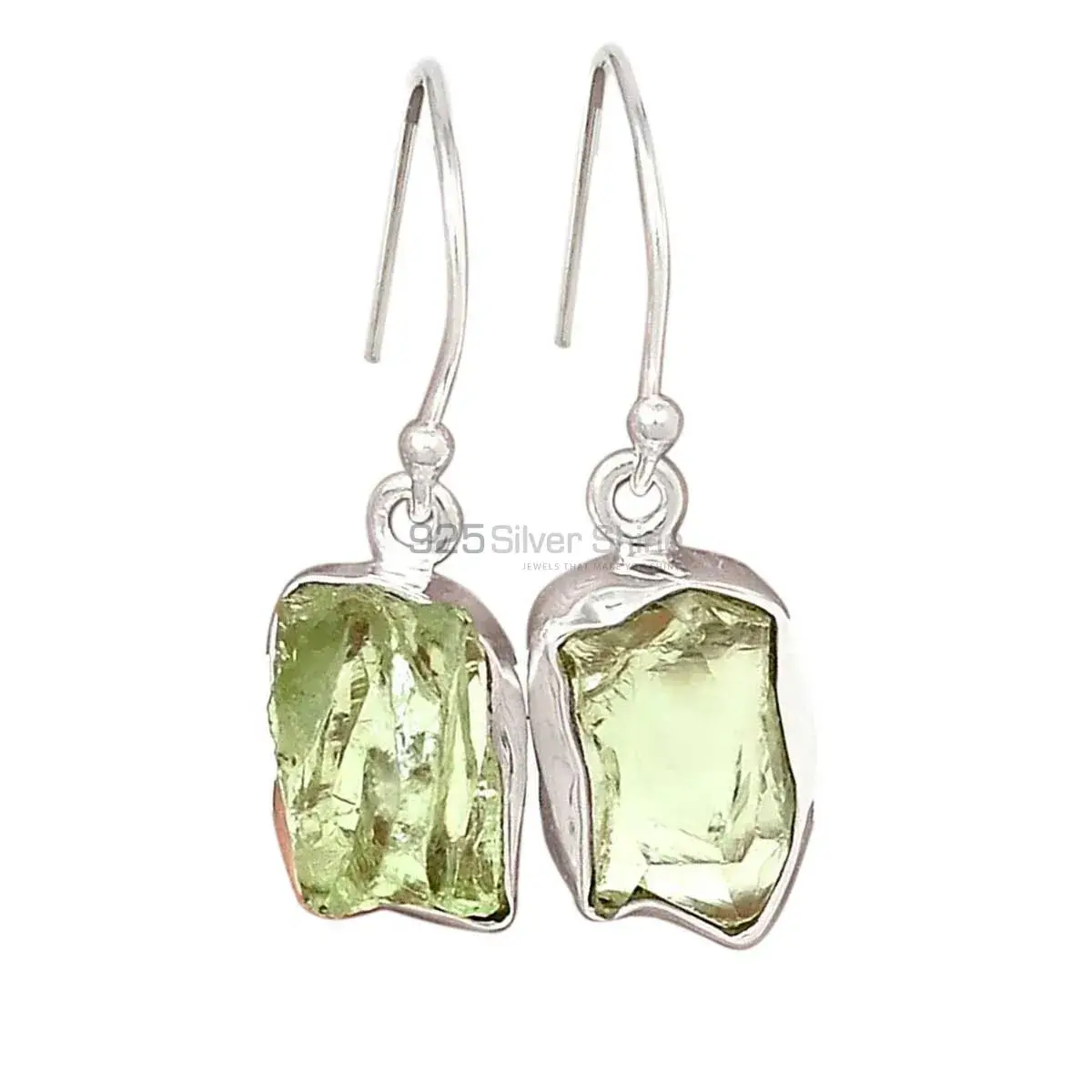925 Sterling Silver Earrings In Semi Precious Prehnite Gemstone 925SE2194_0