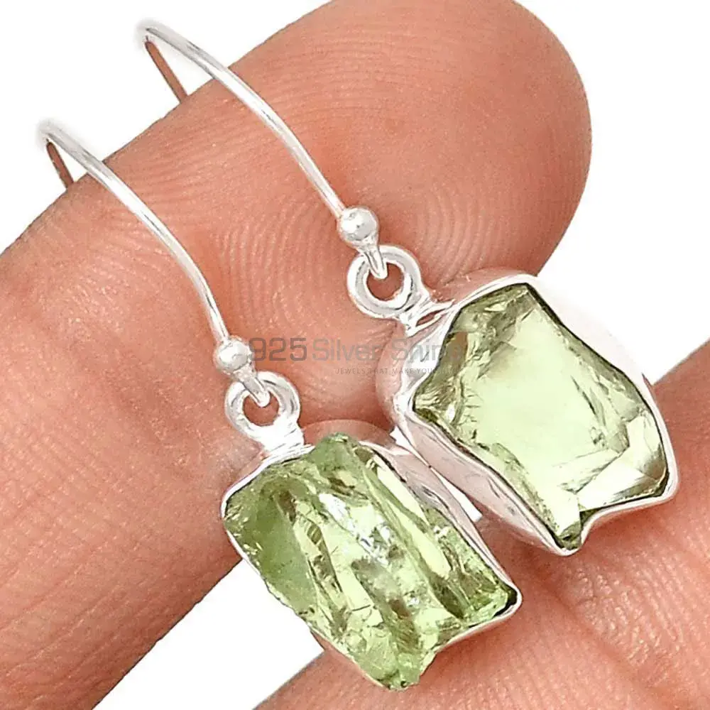 925 Sterling Silver Earrings In Semi Precious Prehnite Gemstone 925SE2194_1