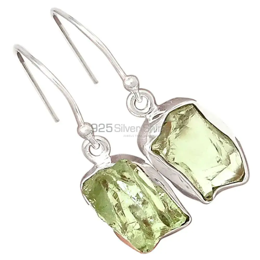 925 Sterling Silver Earrings Wholesaler In Semi Precious Prehnite Gemstone 925SE2194_1