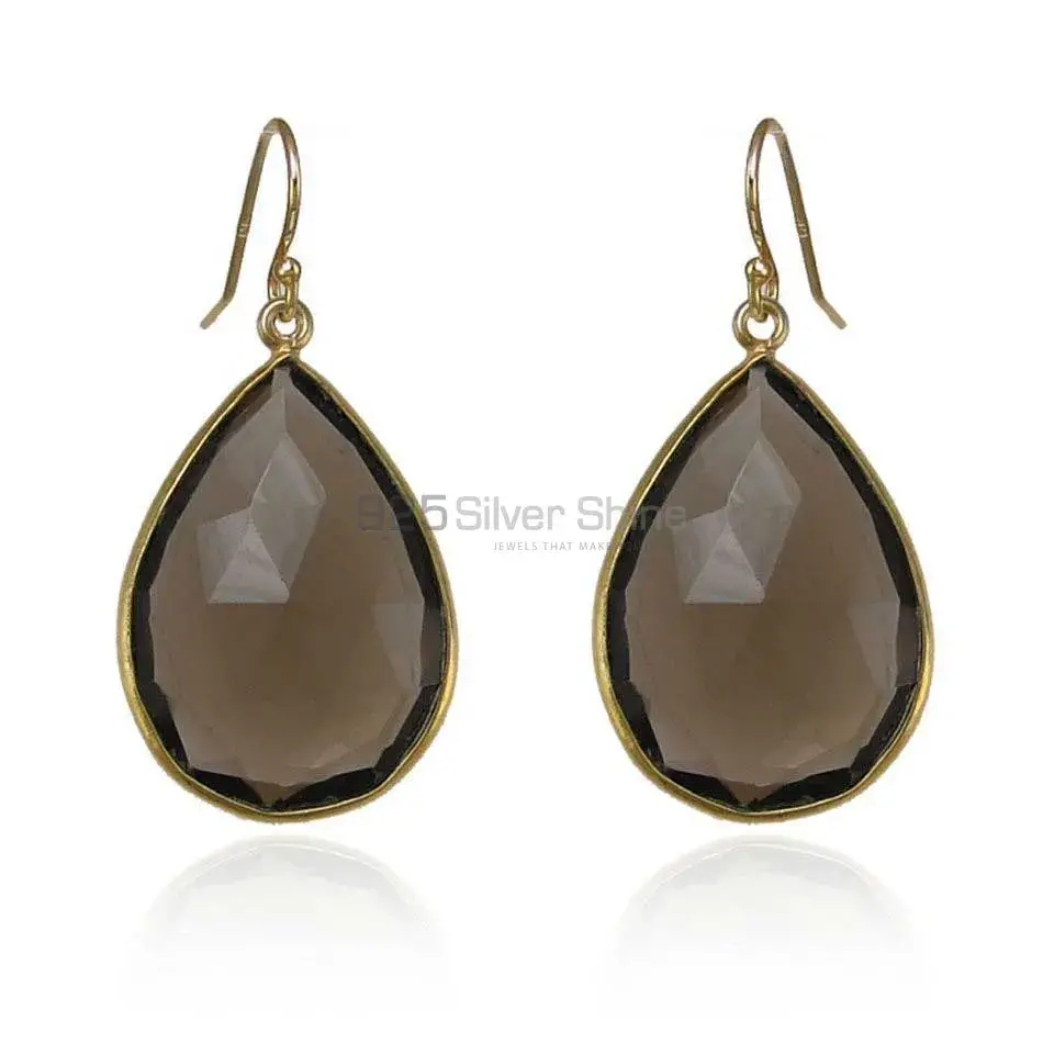 925 Sterling Silver Earrings In Semi Precious Smoky Quartz Gemstone 925SE1935_0