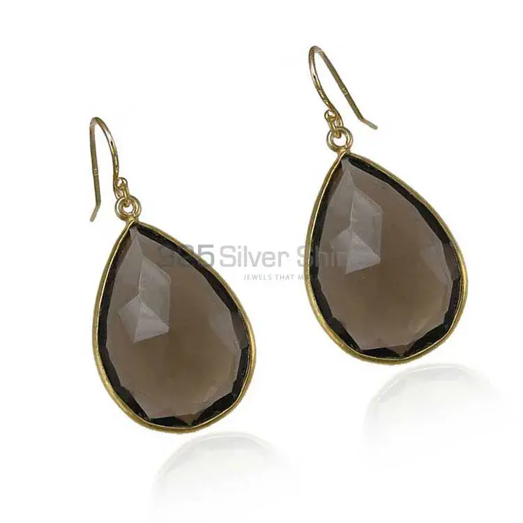 925 Sterling Silver Earrings Wholesaler In Semi Precious Smoky Quartz Gemstone 925SE1935_0