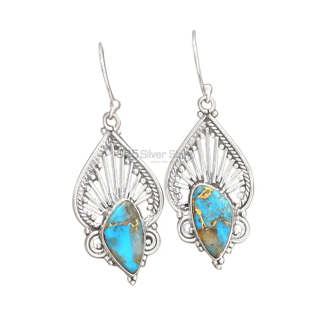 925 Sterling Silver Earrings Wholesaler In Semi Precious Turquoise Gemstone 925SE2665