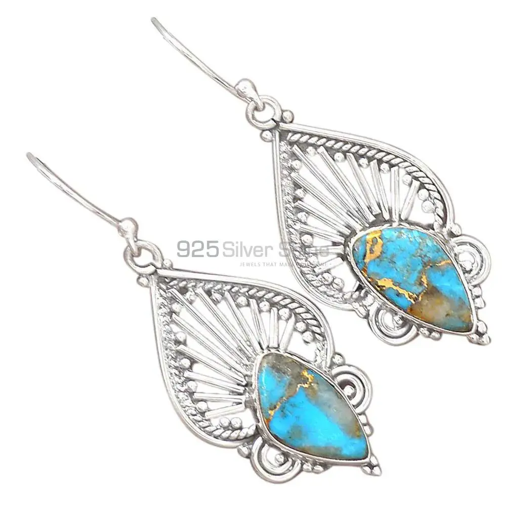 925 Sterling Silver Earrings Wholesaler In Semi Precious Turquoise Gemstone 925SE2665_0