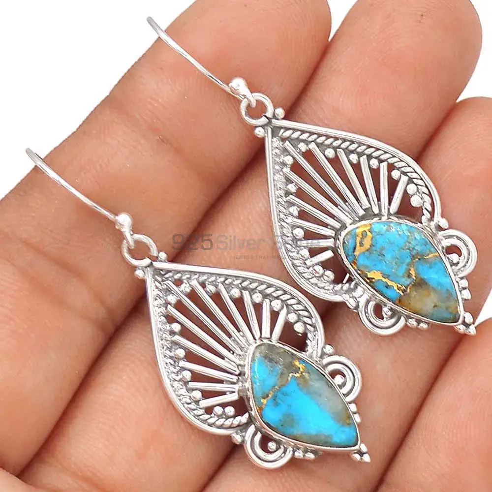 925 Sterling Silver Earrings Wholesaler In Semi Precious Turquoise Gemstone 925SE2665_1