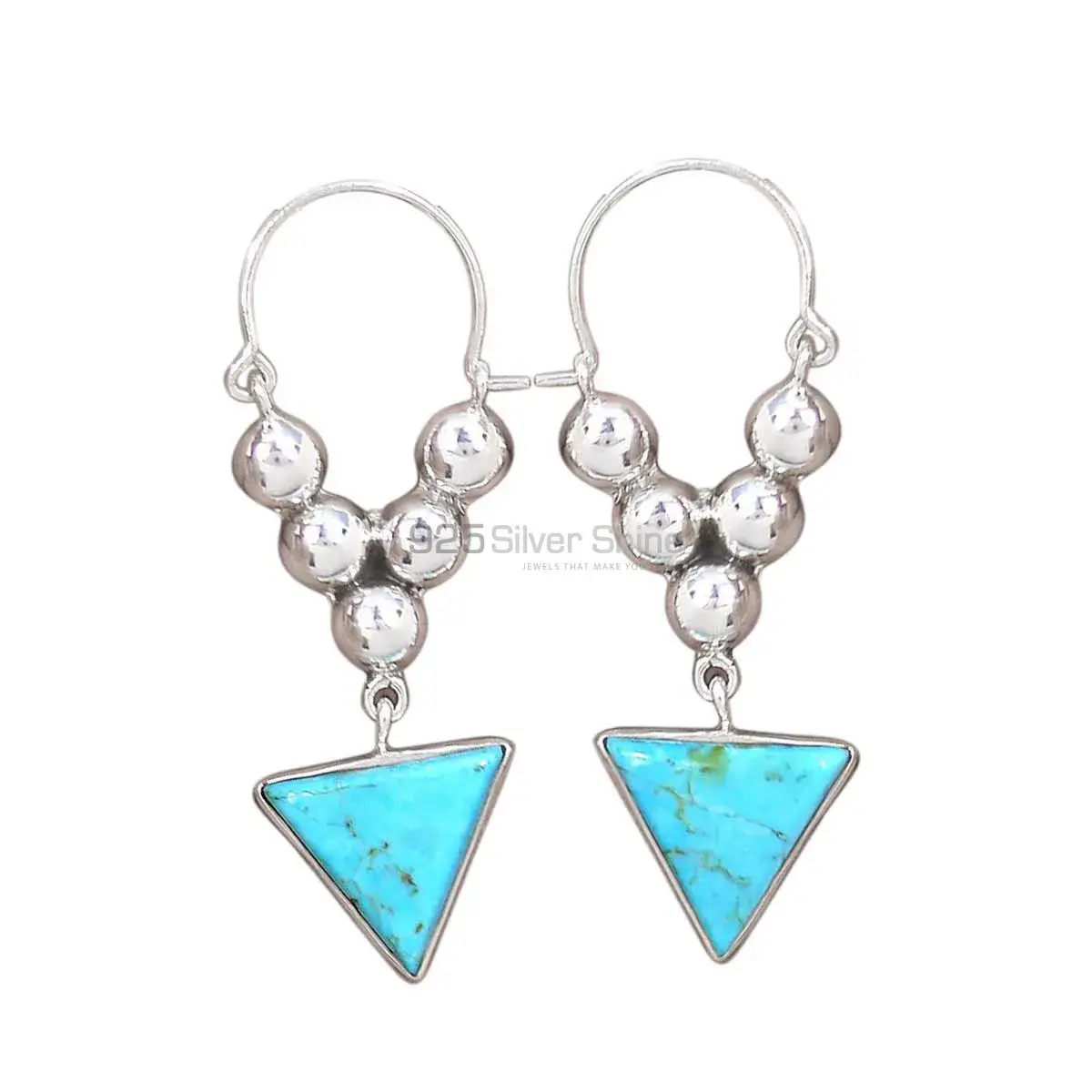 925 Sterling Silver Earrings In Semi Precious Turquoise Gemstone 925SE3065_0