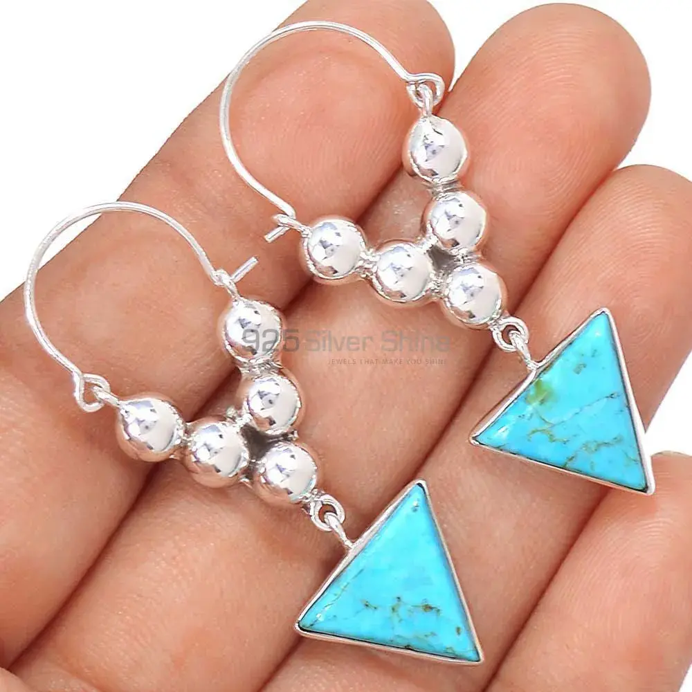 925 Sterling Silver Earrings In Semi Precious Turquoise Gemstone 925SE3065_1