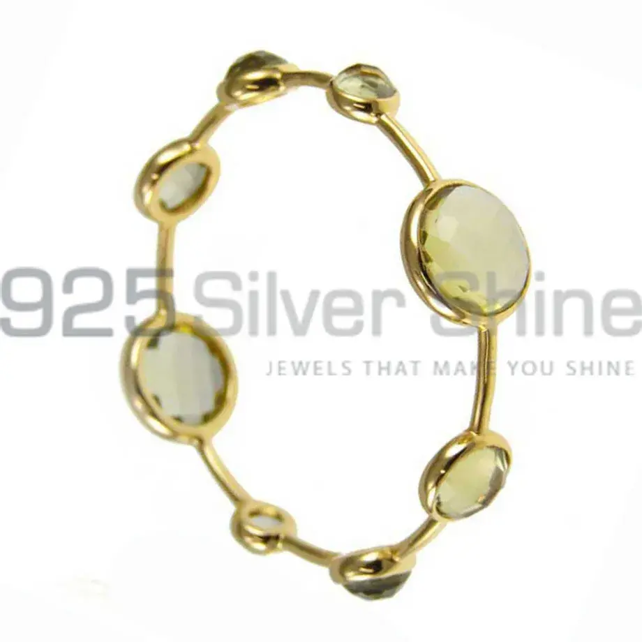 925 Sterling Silver Gold Plated Bangles In Aqua Chalcedony Gemstone 925SSB104