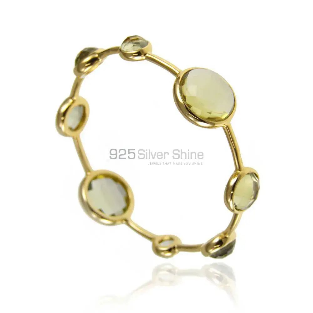 925 Sterling Silver Gold Plated Bangles In Aqua Chalcedony Gemstone 925SSB104_0