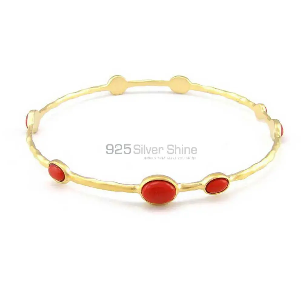 925 Sterling Silver Gold Plated Bracelets In Carnelian Stone 925SSB14