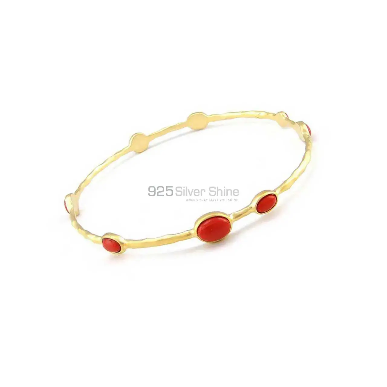 925 Sterling Silver Gold Plated Bracelets In Carnelian Stone 925SSB14_0