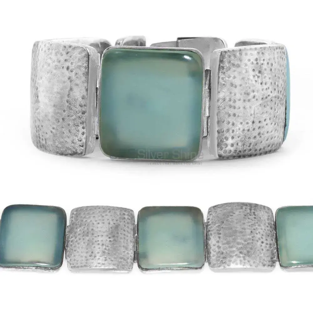 925 Sterling Silver Handmade Bracelets In Chalcedony Gemstone Jewelry 925SB244