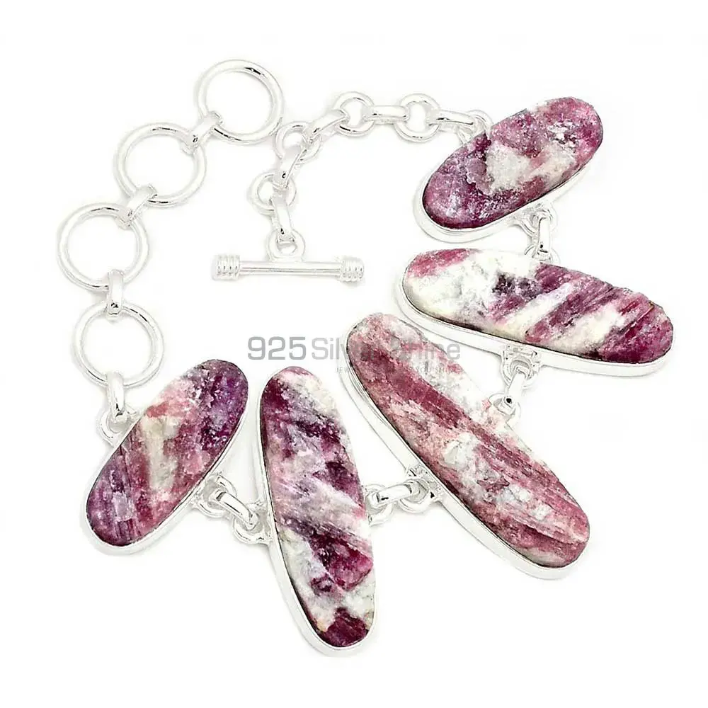 925 Sterling Silver Handmade Bracelets In Pink Tourmaline in Quartz Gemstone Jewelry 925SB291-2_2