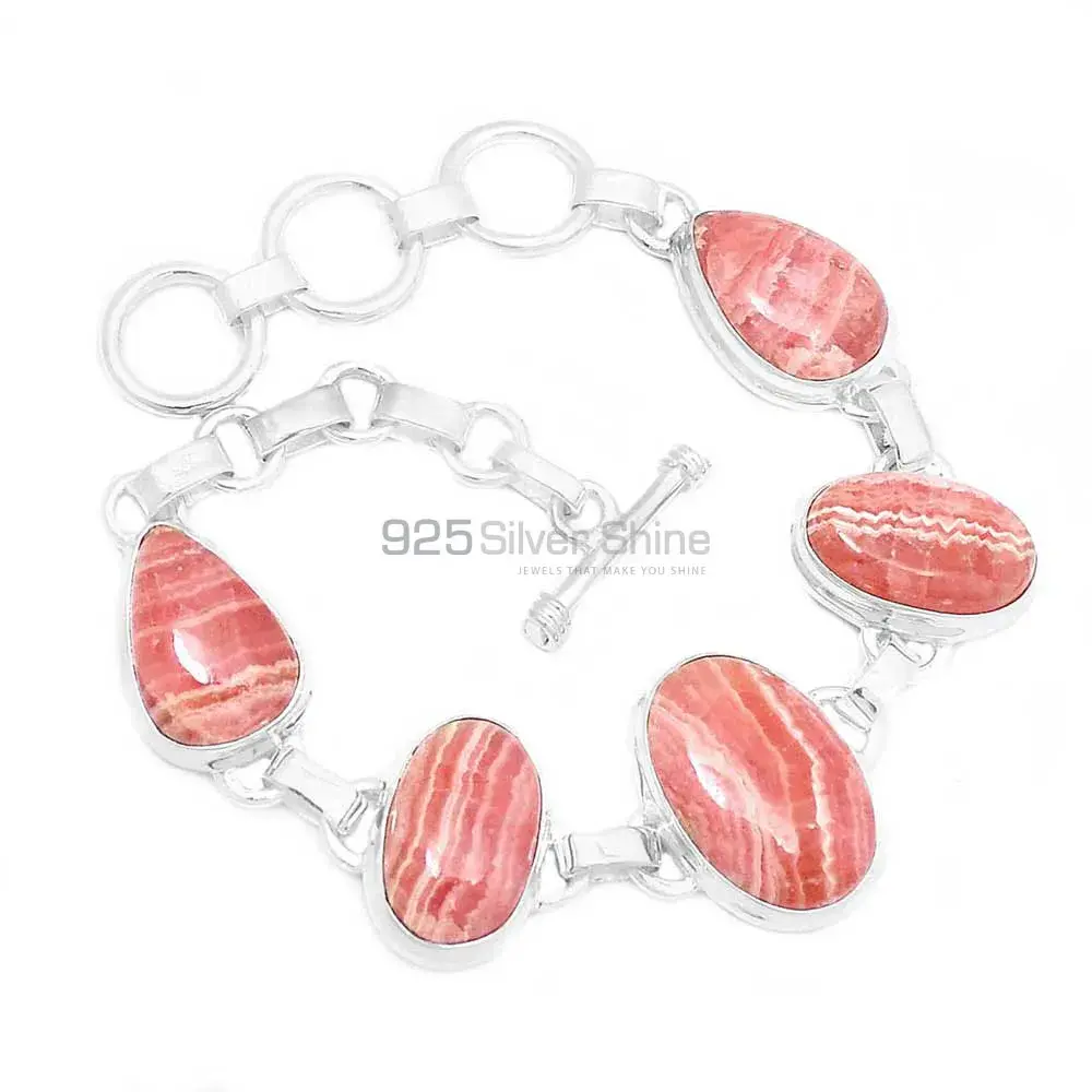 925 Sterling Silver Handmade Bracelets In Rhodochrosite Gemstone Jewelry 925SB312-2