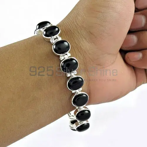 925 Sterling Silver Handmade Bracelets Suppliers In Black Onyx Gemstone 925SB392_0