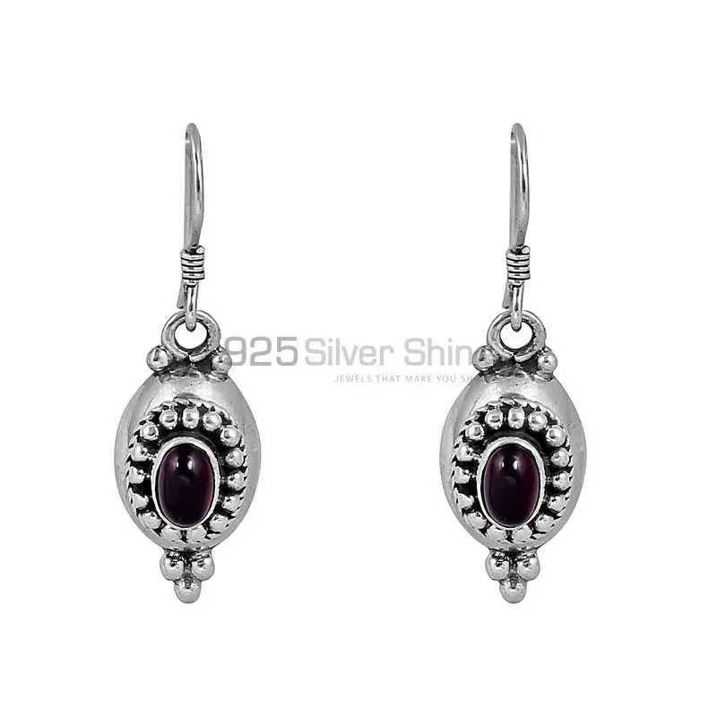 925 Sterling Silver Handmade Earring In Natural Garnet Gemstone 925SE96