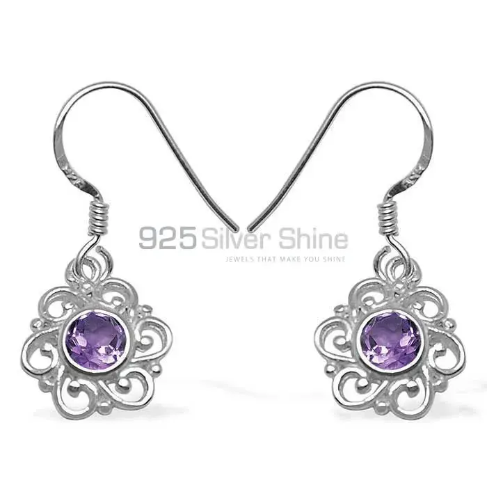 925 Sterling Silver Handmade Earrings In Amethyst Gemstone Jewelry 925SE1063_0