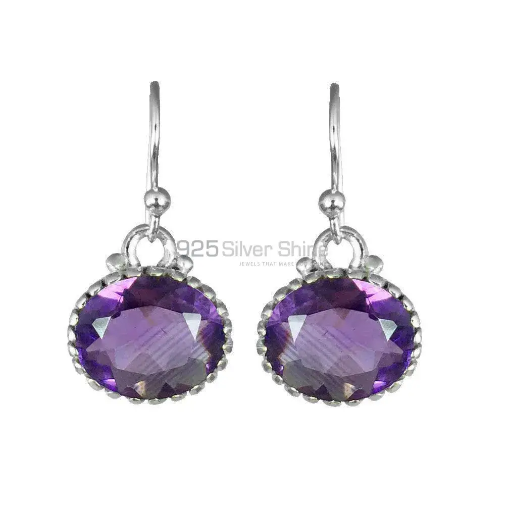925 Sterling Silver Handmade Earrings In Amethyst Gemstone Jewelry 925SE1370_0