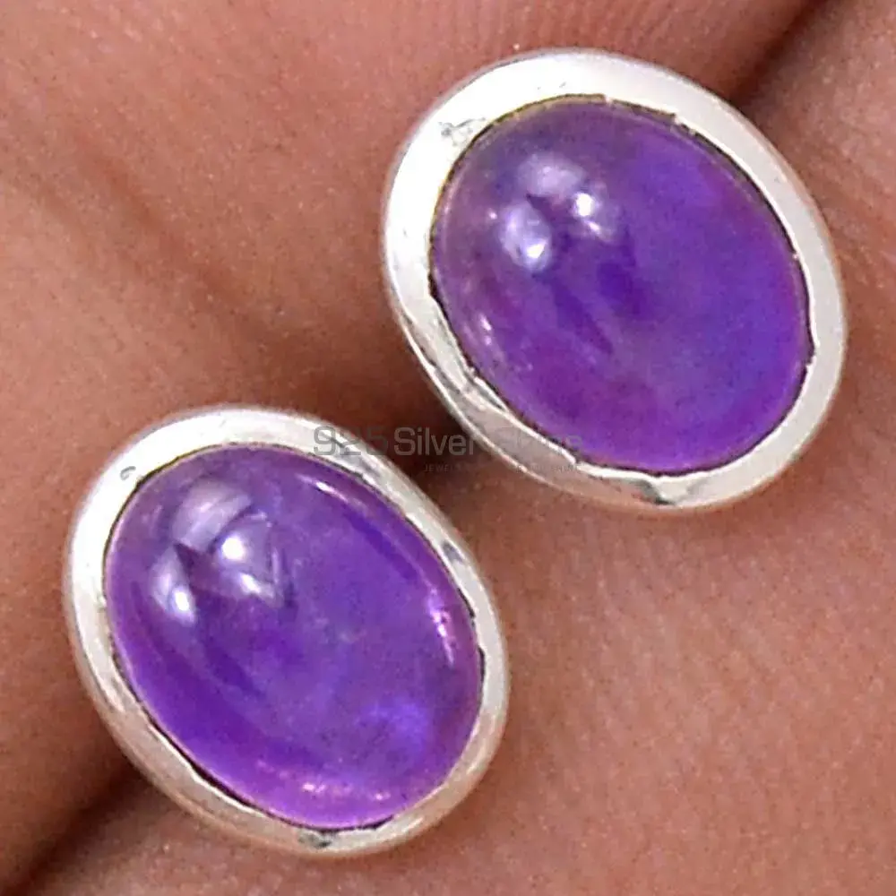 925 Sterling Silver Handmade Earrings In Amethyst Gemstone Jewelry 925SE2692_2