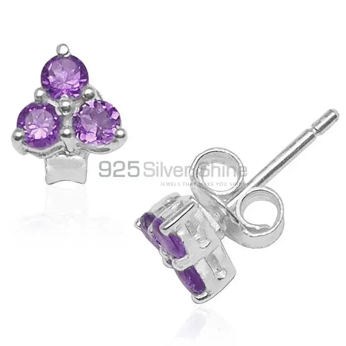 925 Sterling Silver Handmade Earrings In Amethyst Gemstone Jewelry 925SE747_0