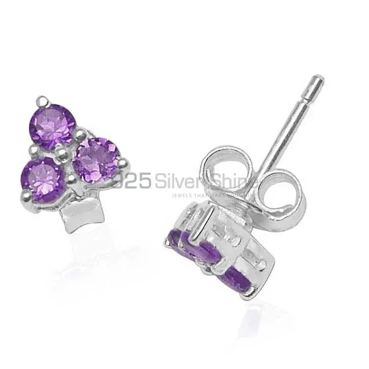925 Sterling Silver Handmade Earrings In Amethyst Gemstone Jewelry 925SE747_1