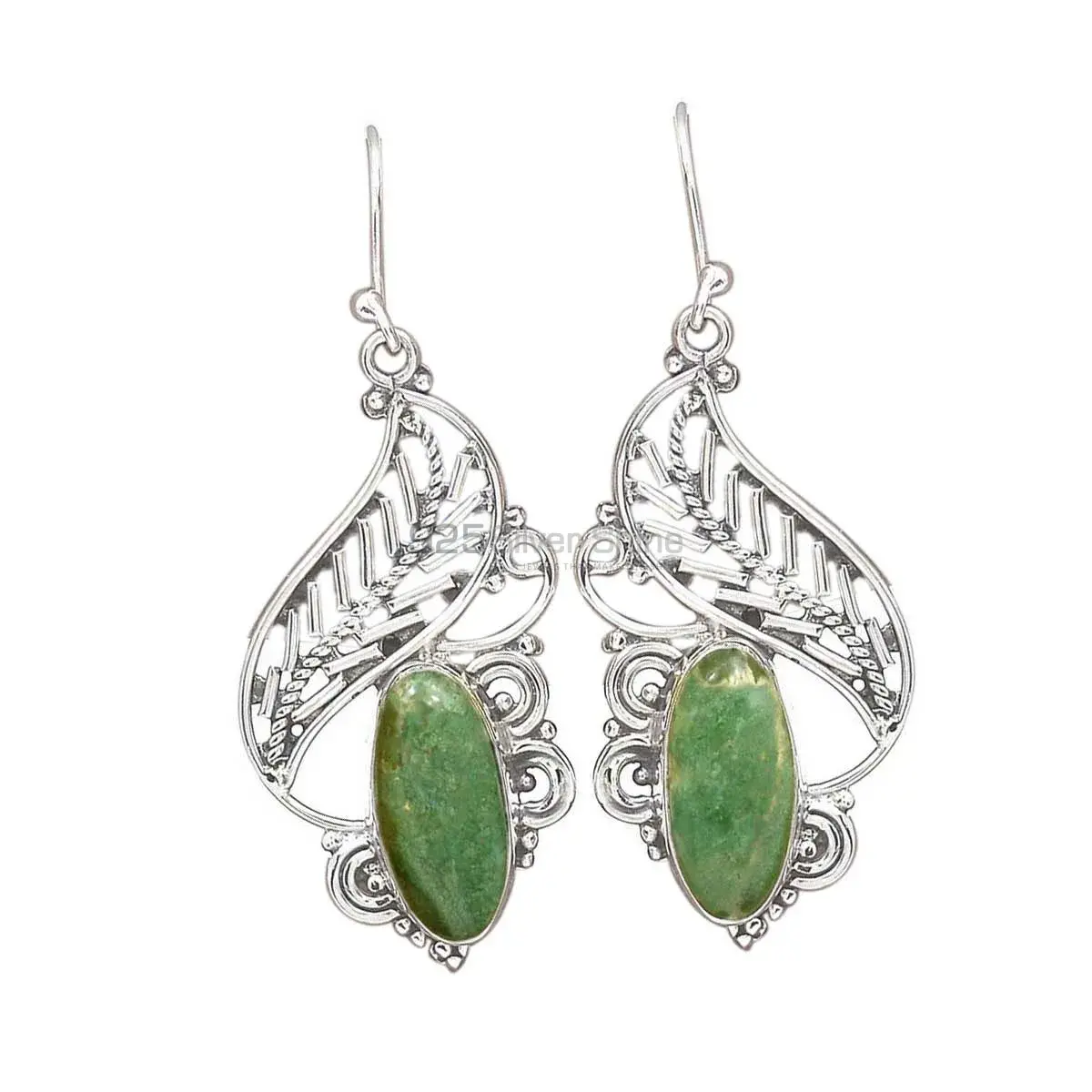 925 Sterling Silver Handmade Earrings In Aventurine Gemstone Jewelry 925SE2938_0