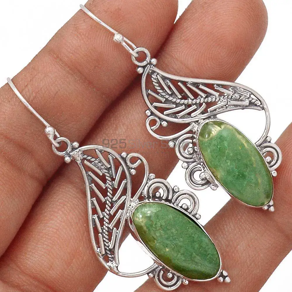 925 Sterling Silver Handmade Earrings In Aventurine Gemstone Jewelry 925SE2938_1