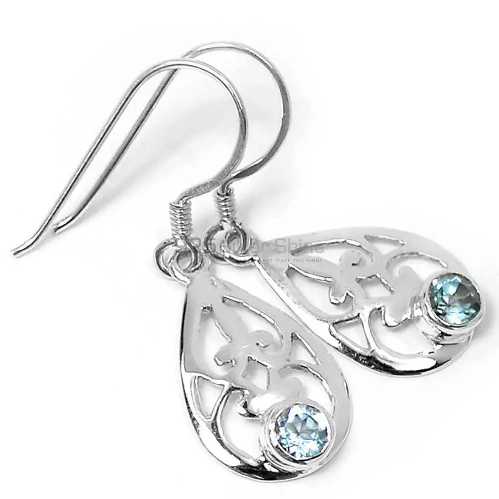 925 Sterling Silver Handmade Earrings Exporters In Blue Topaz Gemstone Jewelry 925SE510