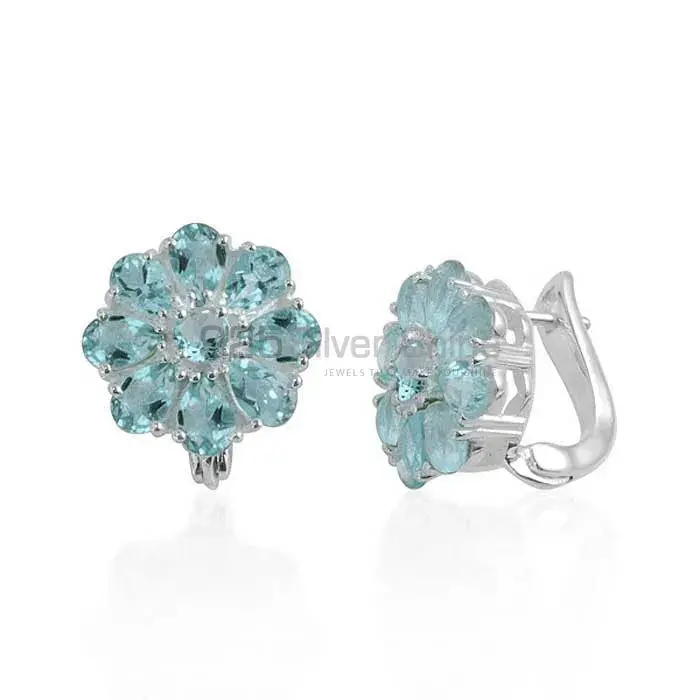 925 Sterling Silver Handmade Earrings Exporters In Blue Topaz Gemstone Jewelry 925SE984