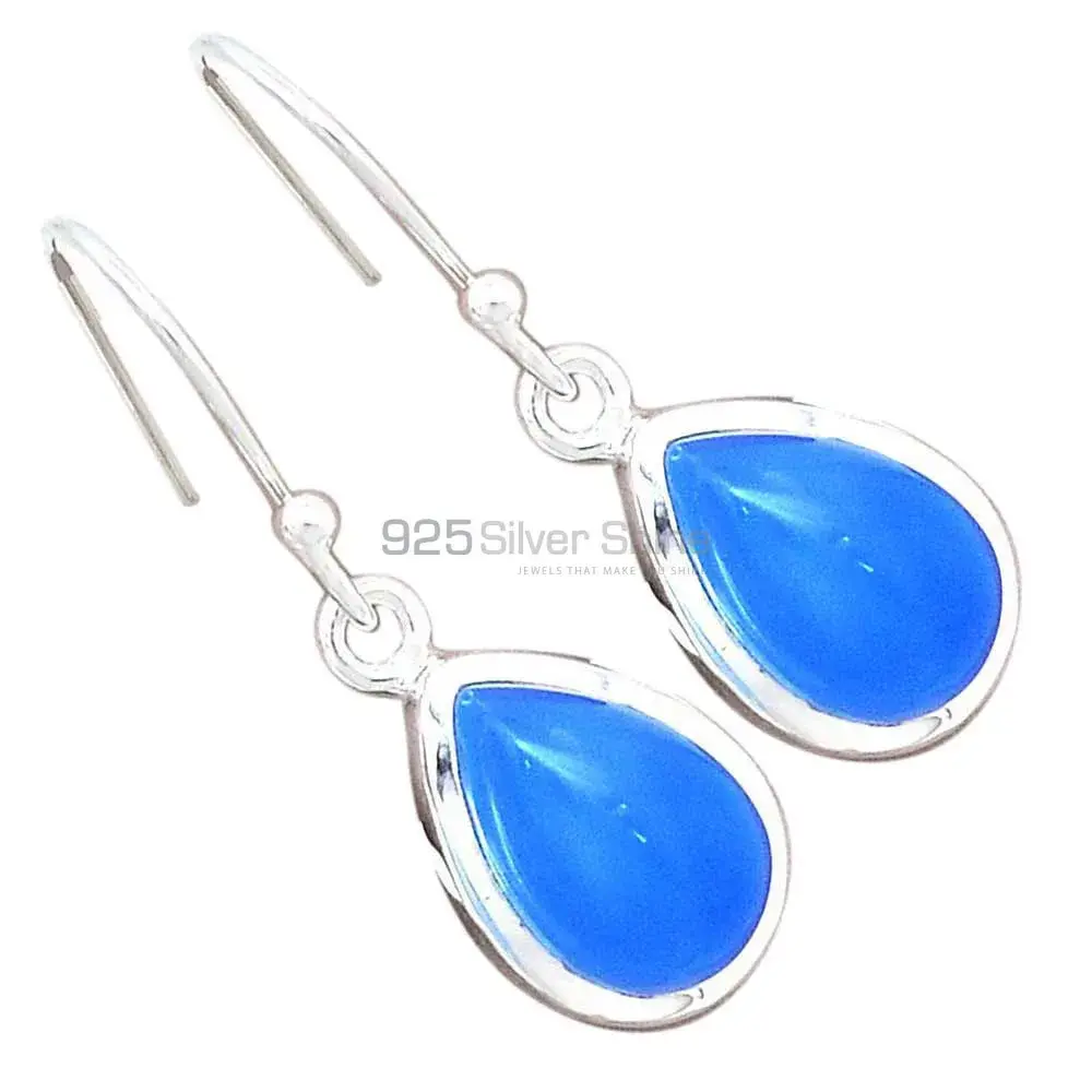 925 Sterling Silver Handmade Earrings In Chalcedony Gemstone Jewelry 925SE2744_1