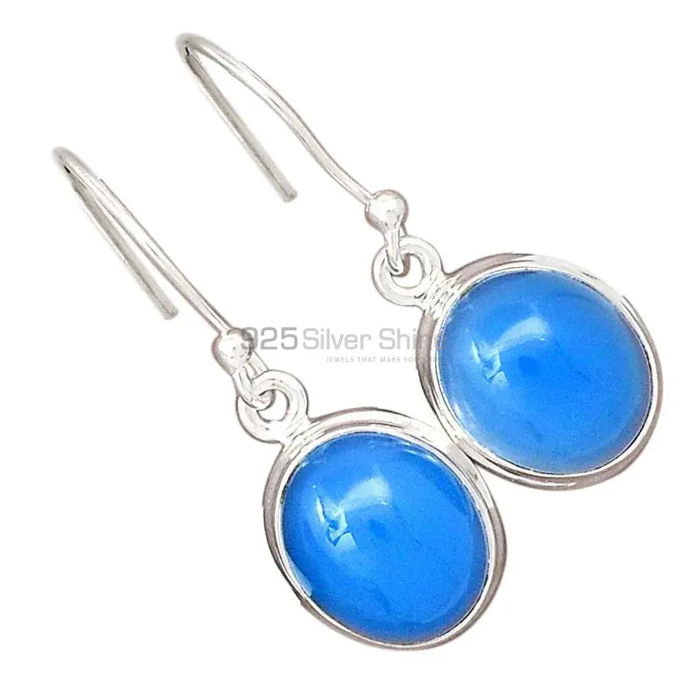 925 Sterling Silver Handmade Earrings In Chalcedony Gemstone Jewelry 925SE2744_10