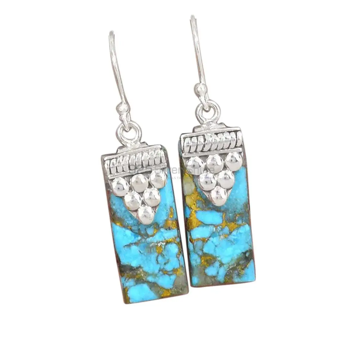 925 Sterling Silver Handmade Earrings In Cupper Turquoise Gemstone Jewelry 925SE2462