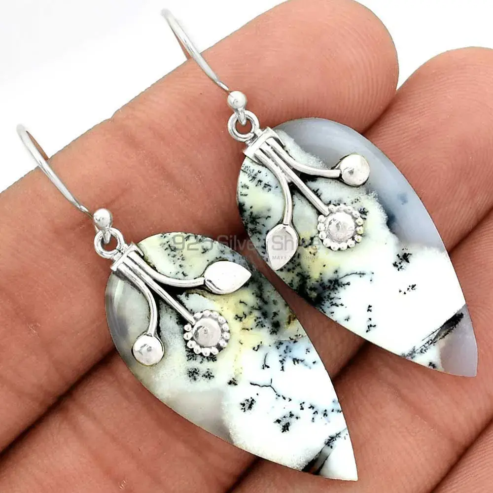 925 Sterling Silver Handmade Earrings In Dendrite Opal Gemstone Jewelry 925SE2541_1