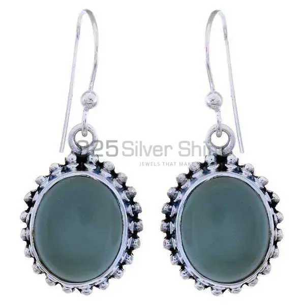 925 Sterling Silver Handmade Earrings Exporters In Green Onyx Gemstone Jewelry 925SE1212