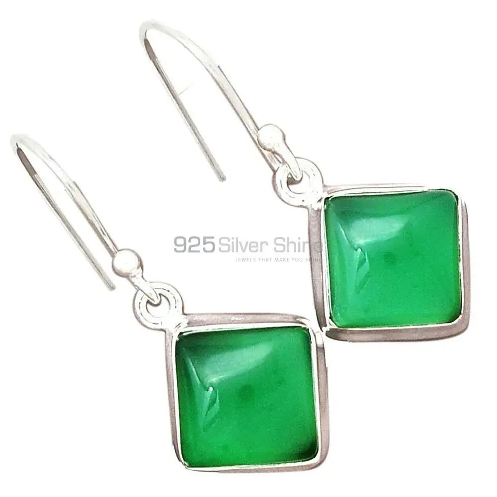 925 Sterling Silver Handmade Earrings Exporters In Green Onyx Gemstone Jewelry 925SE2225_1