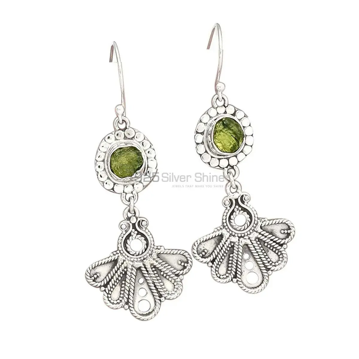 925 Sterling Silver Handmade Earrings In Moldavate Gemstone Jewelry 925SE3096