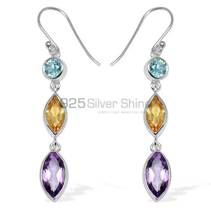 925 Sterling Silver Handmade Earrings In Multi Gemstone Jewelry 925SE1142_0